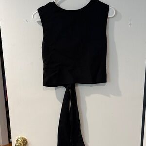 Wild Fable Black Tie-Back Crop Top